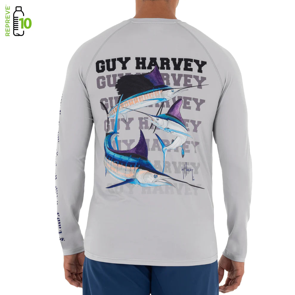Guy Harvey Men's Slam Down Raglan Performance Fishing Sun