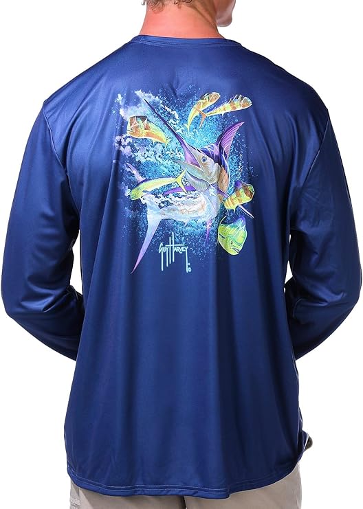 Guy Harvey Men's Ocean Blue Performance Sun Protection Top Estate Blue