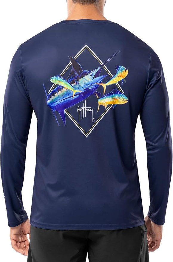 Guy Harvey Men's Diamond Blue Performance Sun Protection Top