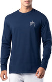 Guy Harvey Men’s Long Sleeve Lightweight Cotton Fishing Graphic Pocket T-Shirt, Estate Blue/Slam Stencil