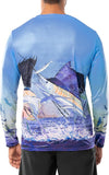 Guy Harvey Men's Dueling Sailfish Long Sleeve Performance Shirt White