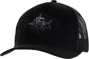 Guy Harvey Men's Marlin Patch Mesh Trucker Hat Black