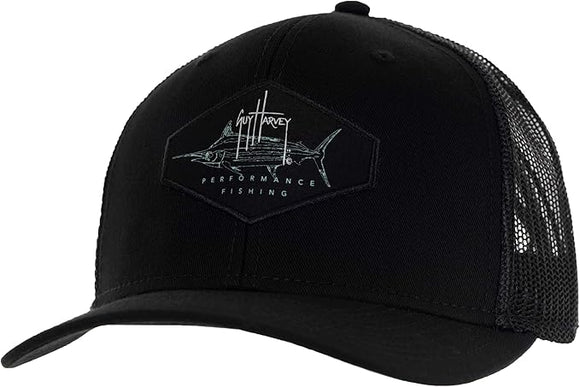 Guy Harvey Men's Marlin Patch Mesh Trucker Hat Black