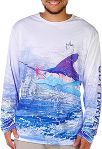 Guy Harvey Men's Atlantic White Performance Sun Protection Top