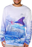 Guy Harvey Men's Atlantic White Performance Sun Protection Top