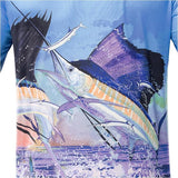Guy Harvey Men's Dueling Sailfish Long Sleeve Performance Shirt White