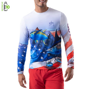 Guy Harvey Men's Flag Flow Performance Sun Protection Top