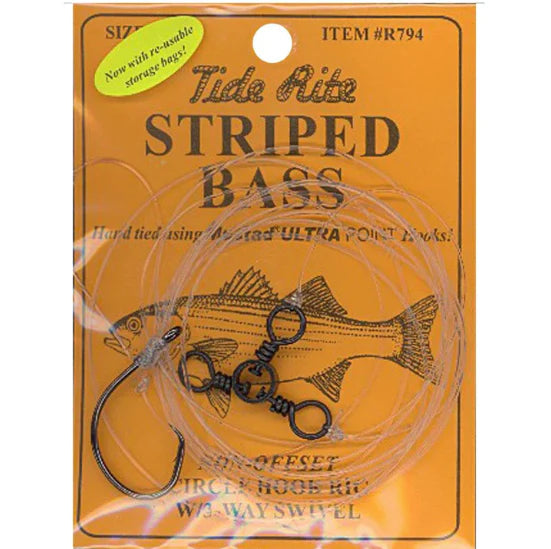 Tide Rite Striped Bass In-line circle hook Rig W/ 3-way Swivel