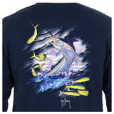 Guy Harvey Men's Ripped Long Sleeve Graphic T-Shirt Estate Blue