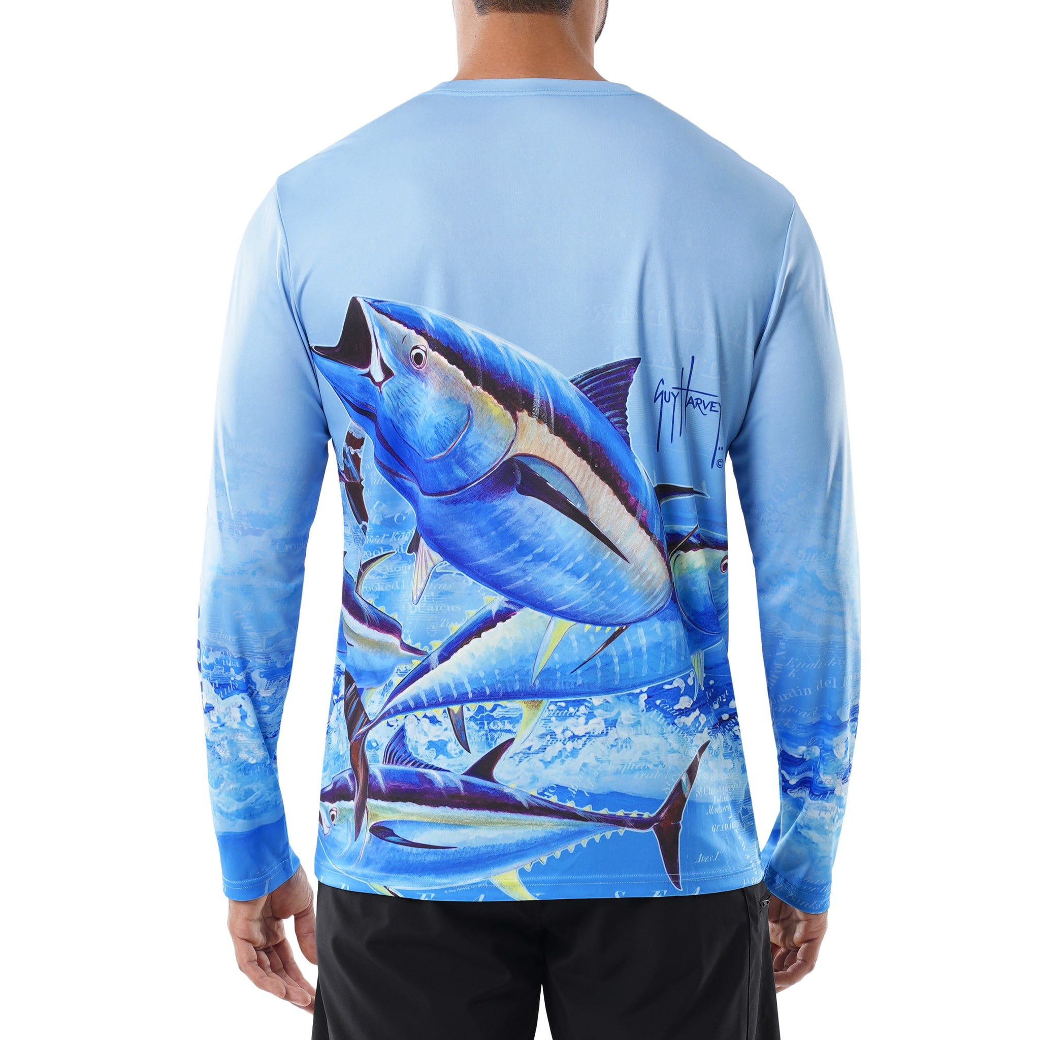 Guy Harvey Men s Tuna Tribe Long Sleeve Performance Shirt Powder