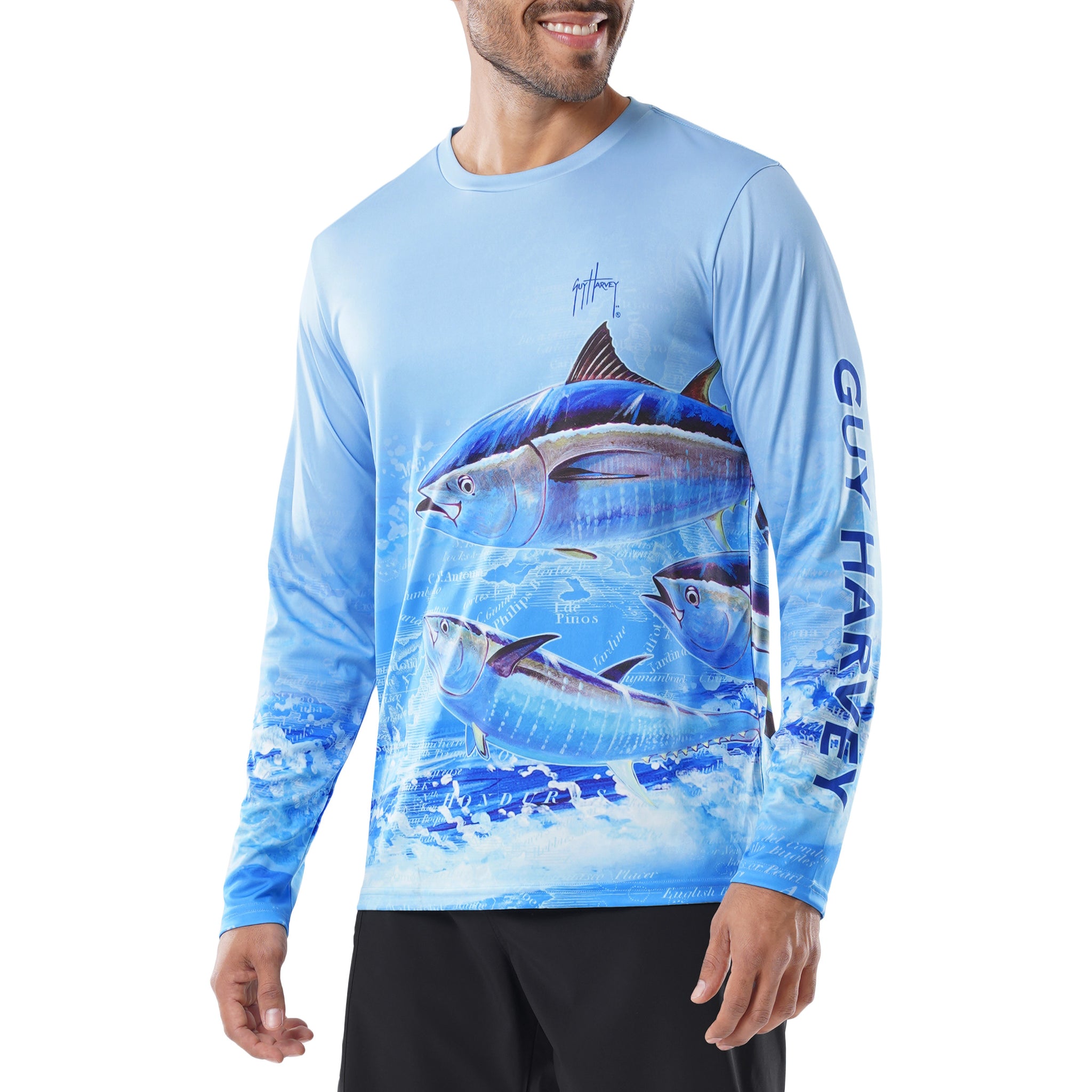 Guy Harvey Men's Tuna Tribe Long Sleeve Performance Shirt Powder Blue – J &  J Sports Inc.-Bait & Tackle-Fishing Long Island