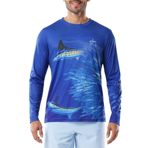 Guy Harvey Men's Stripers Long Sleeve Performance Shirt