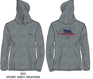 Guy Harvey Mens Sailfish Cationic Sports Grey Hoodie T-shirt