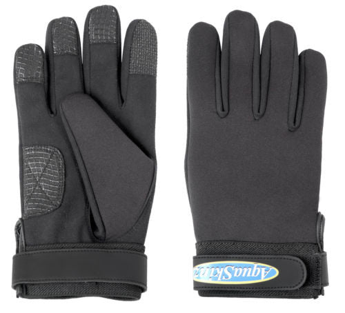Aquaskinz Black Thunder Fishing Gloves Size LARGE - JJSPORTSFISHING.COM