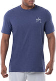 GUY HARVEY GRAND SLAM REGENERATED SS NO POCKET TEE HEATHER NAVY