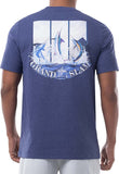 GUY HARVEY GRAND SLAM REGENERATED SS NO POCKET TEE HEATHER NAVY