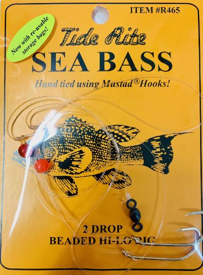 Bass Surf Fishing Live Bait Rig Tide Rite 2-Drop Beaded Hi-Lo Sea
